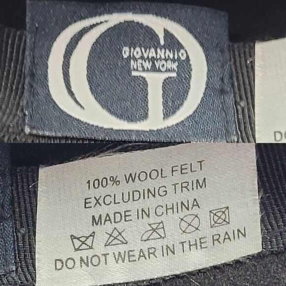 Giovannio Womens Black Wool Felt Cloche Hat Ribbon Flower Bow Retro Roaring 20s - Picture 3 of 8